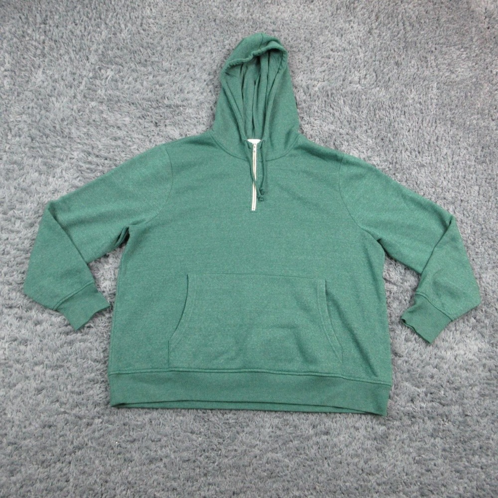 Threads 4 Thought Hoodie Womens 1X Green Pullover 1/4 Zip Pockets Fleece